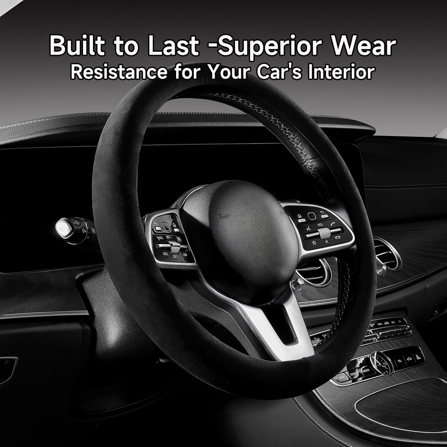 Suede Wrap Self-Adhesive Black Suede Car Interior Wrap 17in x 70in Microfiber...