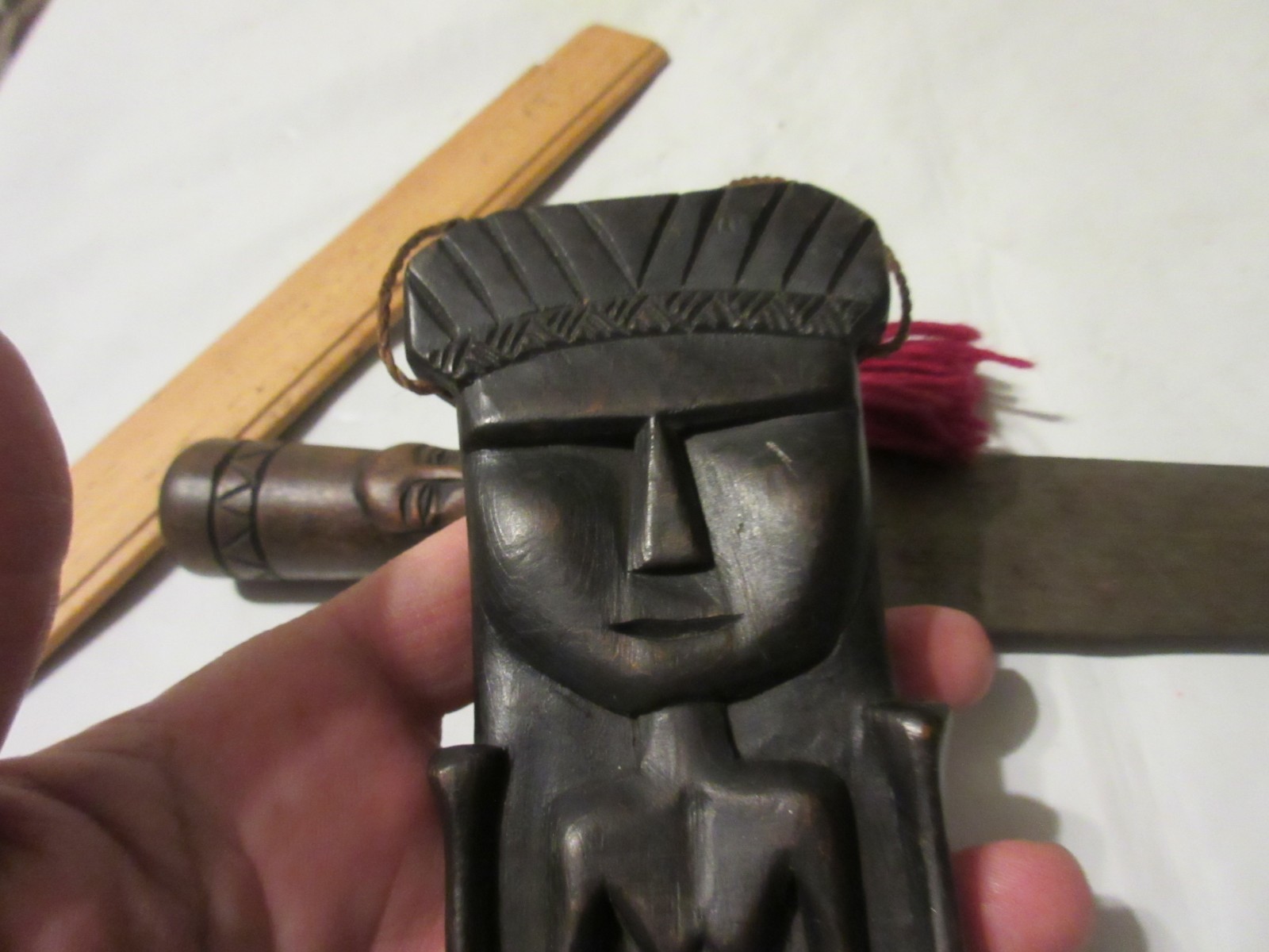 Vintage Tribal Knife in Carved Wooden Sheath