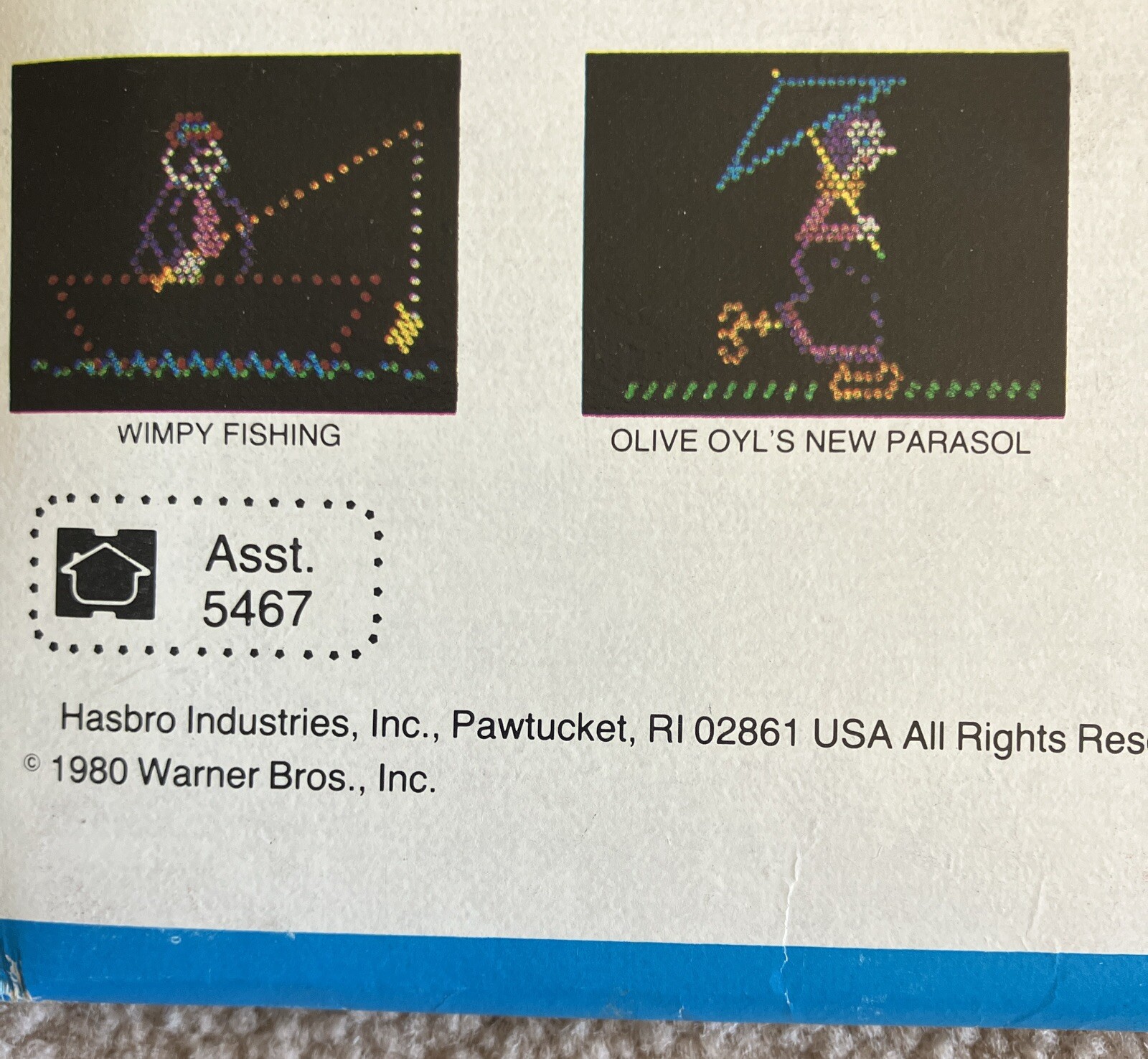 1980 Popeye Lite Brite Picture Refill Hasboto Toys Set Of 12