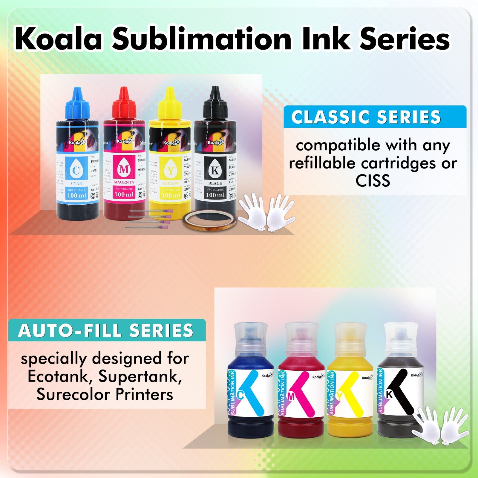 Bundle Kit 125g A-SUB Sublimation Paper 8.5x11 + Koala Sublimation Ink Inkjet
