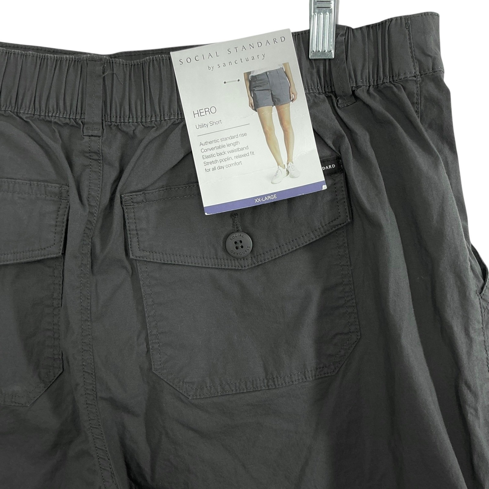 Sanctuary Social Standard Hero Utility Shorts Women's XXL NWT Washed Black