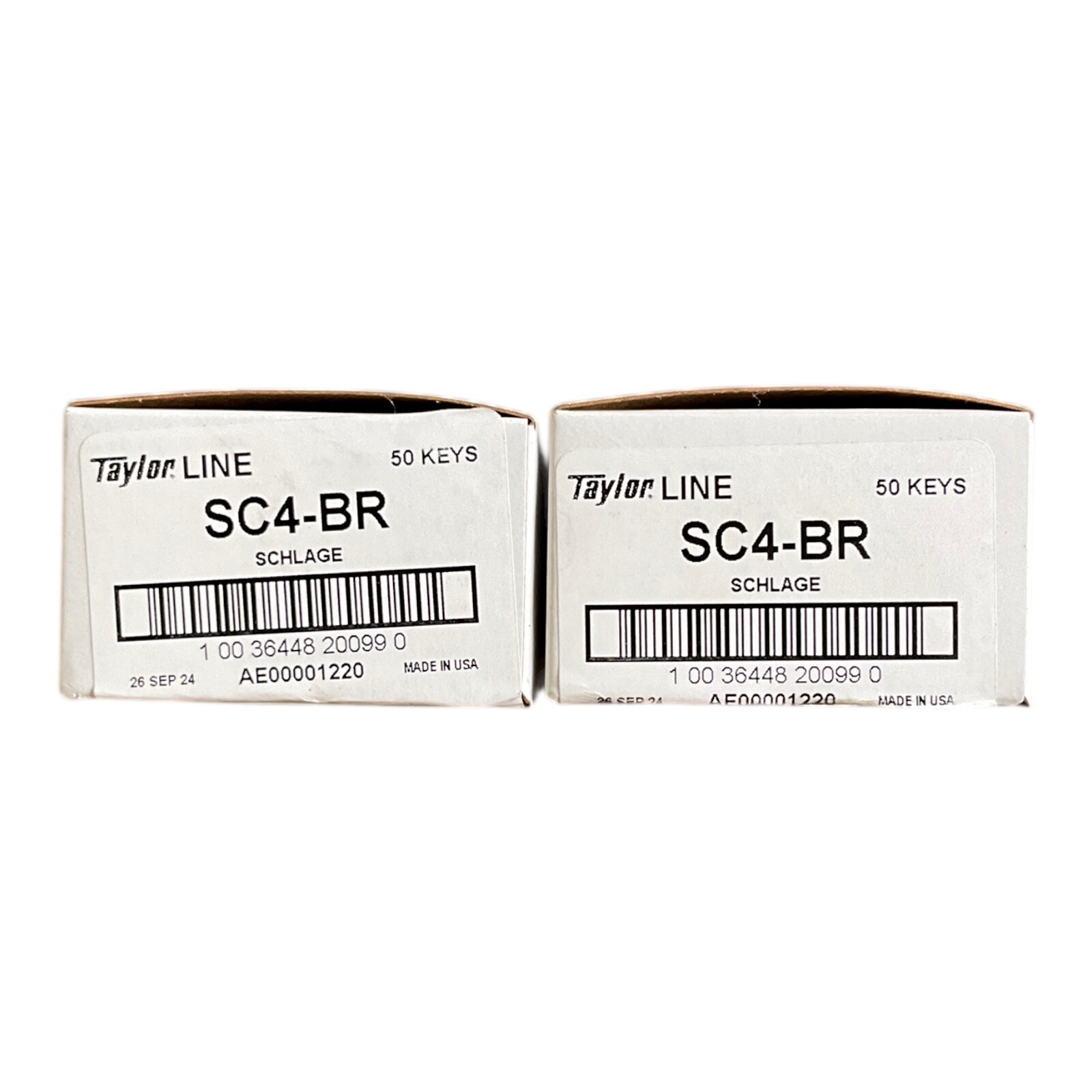 Taylor Line Ilco SC4-BR Key Blanks 100 Keys (2x 50 Pack) Brass Schlage SC4 Cut