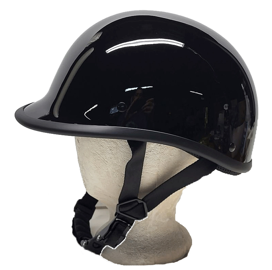 JOCKEY POLO STYLE HELMET GLOSS BLACK   LOW PROFILE BIKER MOTORCYCLE NOVELTY LID