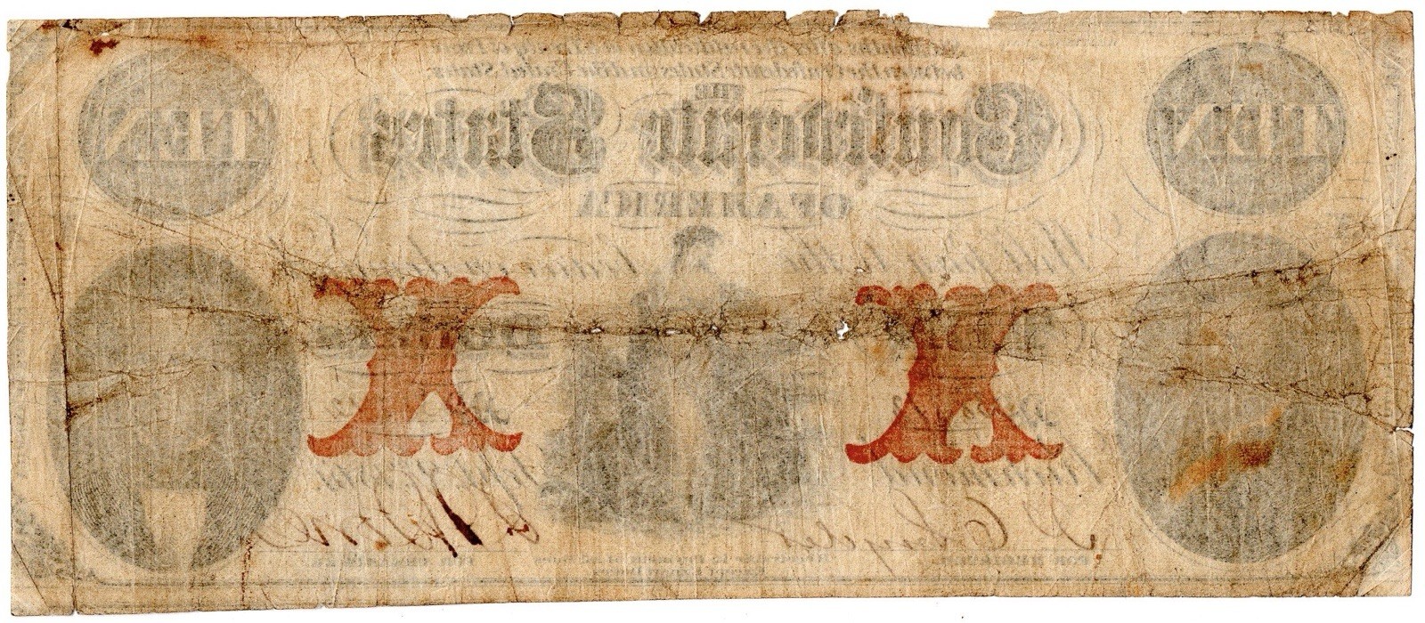 1861 Confederate $10 Note (T-26) Rare Error !