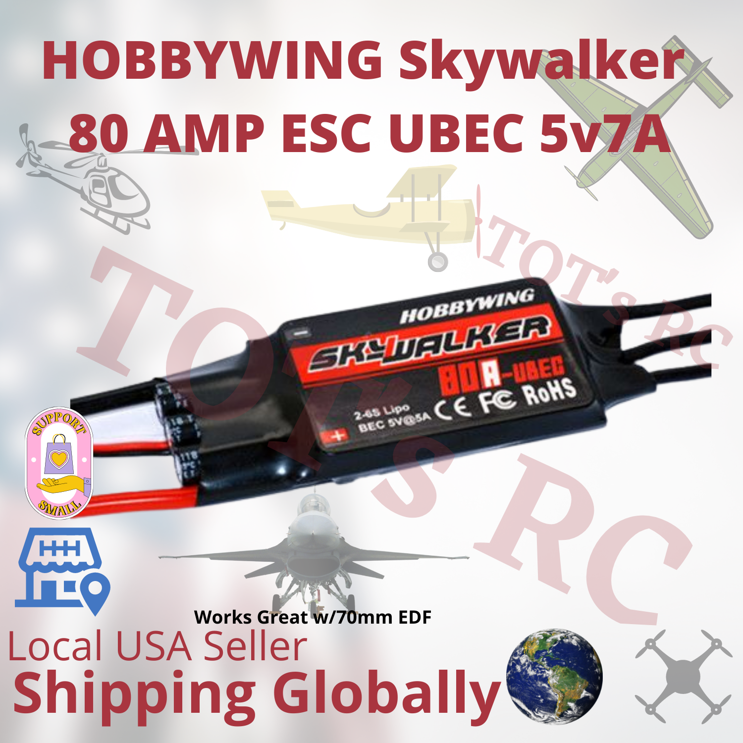 Hobbywing Skywalker 12A 20A 30A 40A 50A 60A 80A 100amp ESC 2-6s w/BEC