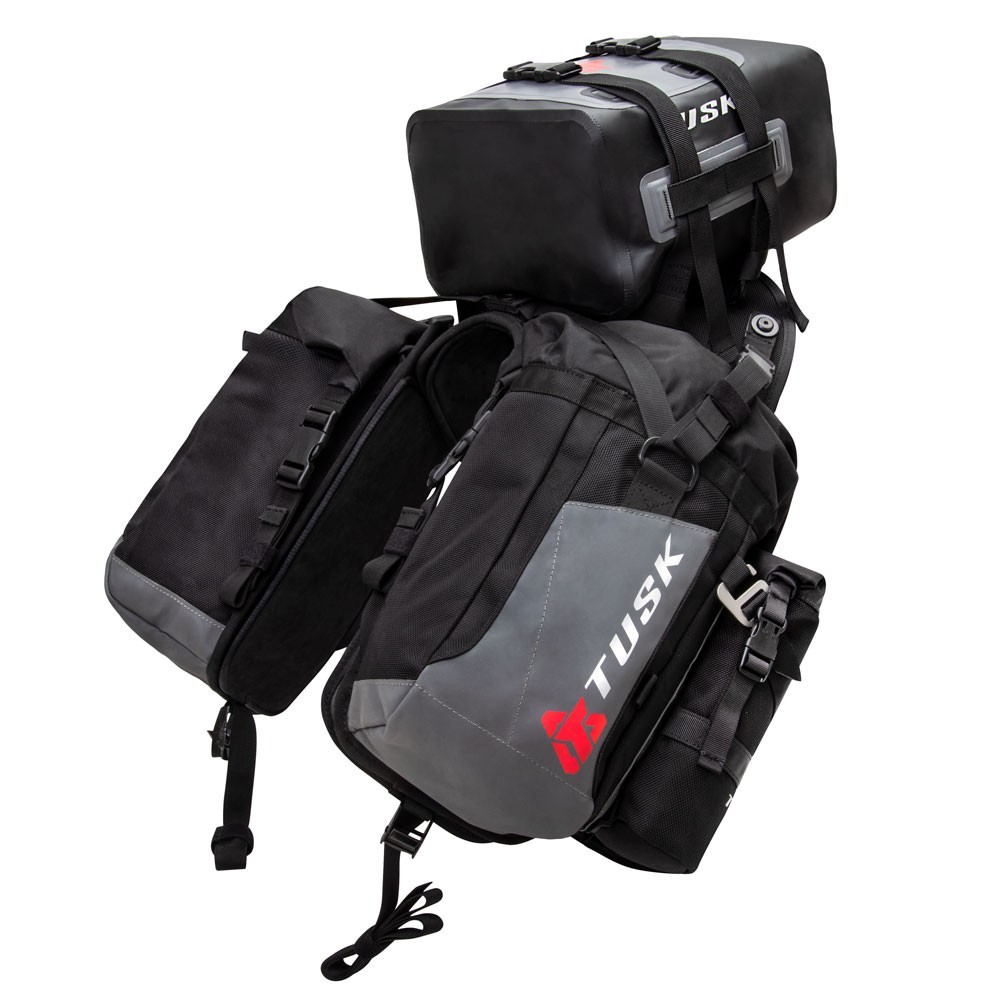 TUSK Excursion Rackless Adventure Motorcycle Luggage w/Small Dry Duffel Tail Bag