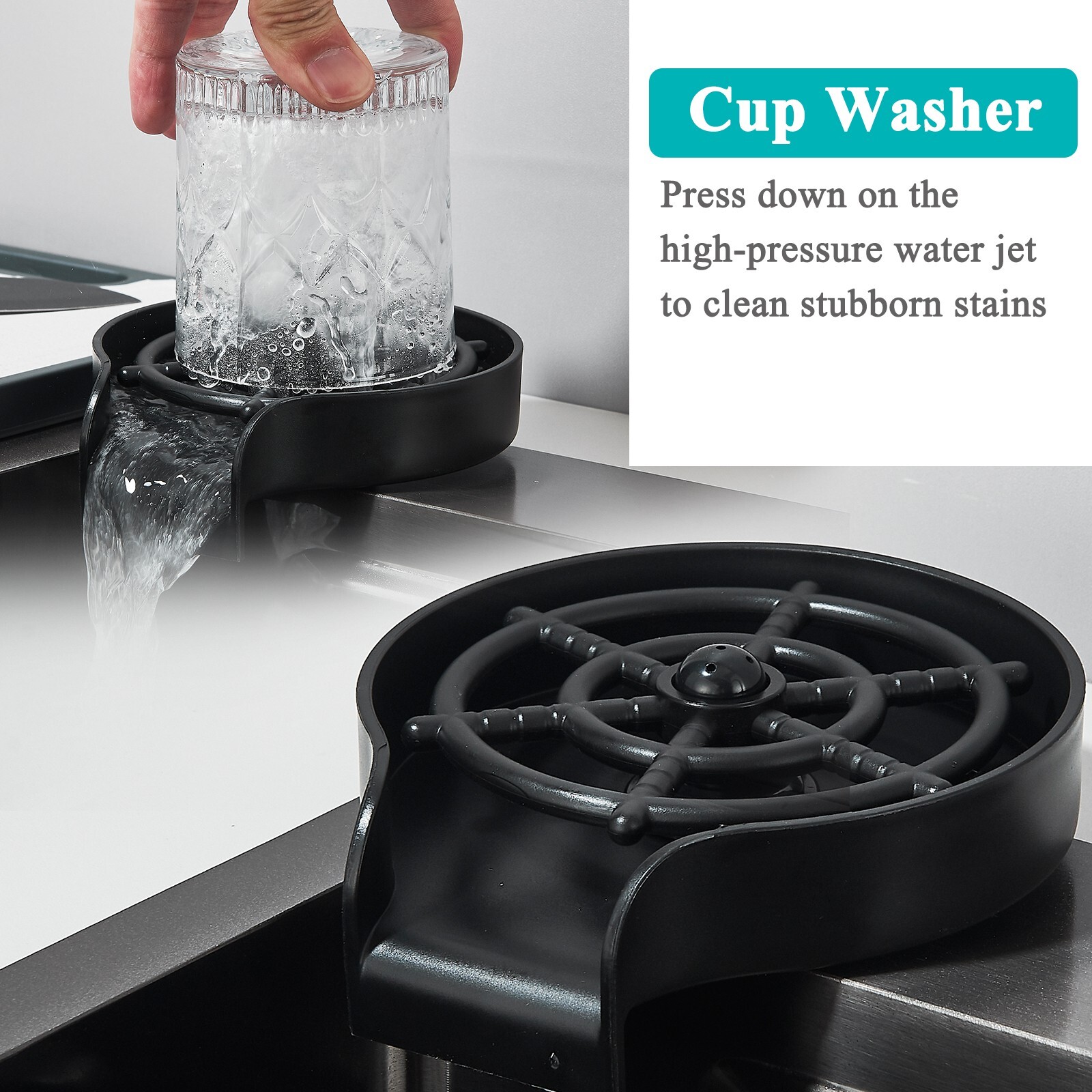 31.5" Flying Rain Stainless Steel Waterfall Kitchen Sink with Faucet Single Bowl