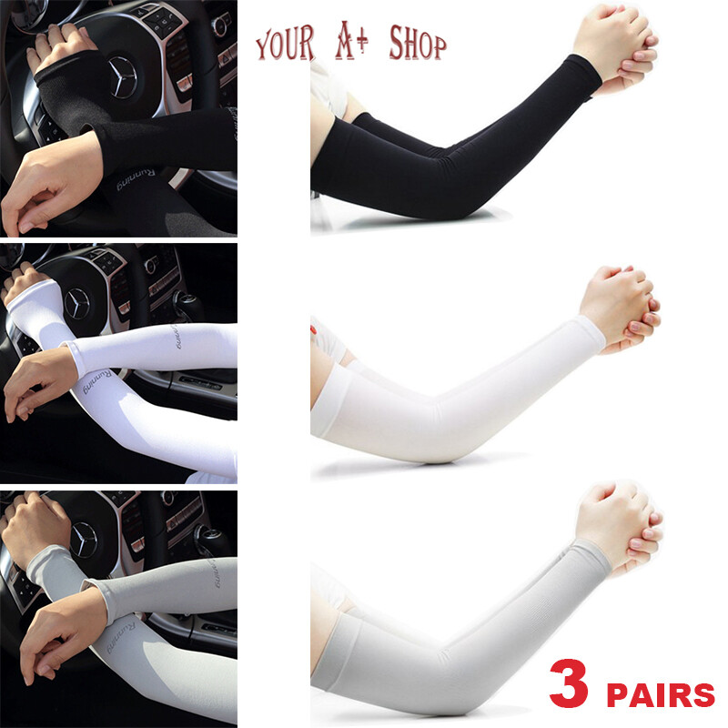 3 Pairs Cooling Arm Sleeves Cover UV Sun Protection Sports Outdoor For Men Women