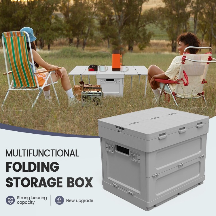 Folding Storage Camping Box with Table, 3 in 1 Lightweight Camp Storage Box