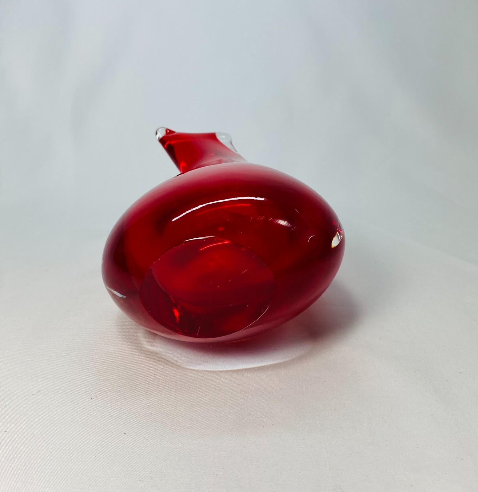 Vintage Murano Art Glass Red Sommerso Vase – Teardrop Fishtail Form, Italian Mid