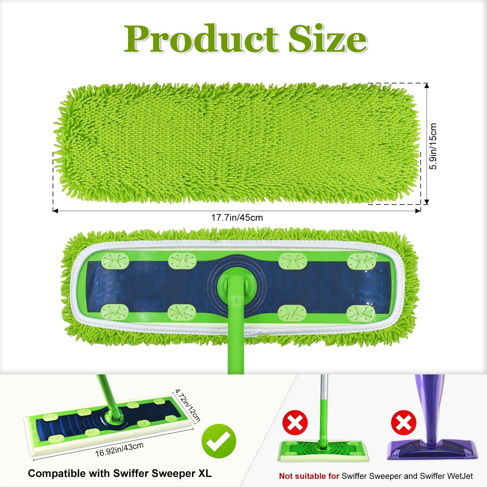 XL Mop Pads Compatible with Swiffer XL Sweeper, X-Large Dry Sweeping Cloths, ...