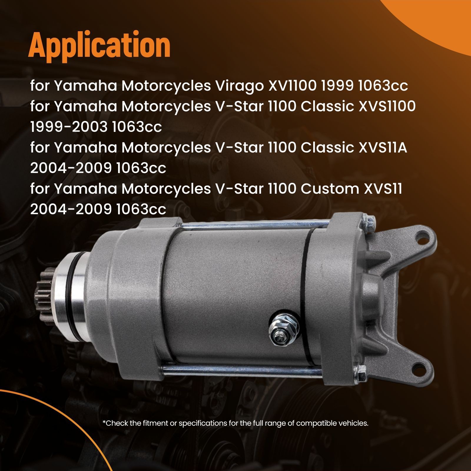 12V Starter for Yamaha 1100 XVS1100 V-Star Classic/Custom/Silverado 1999-2008