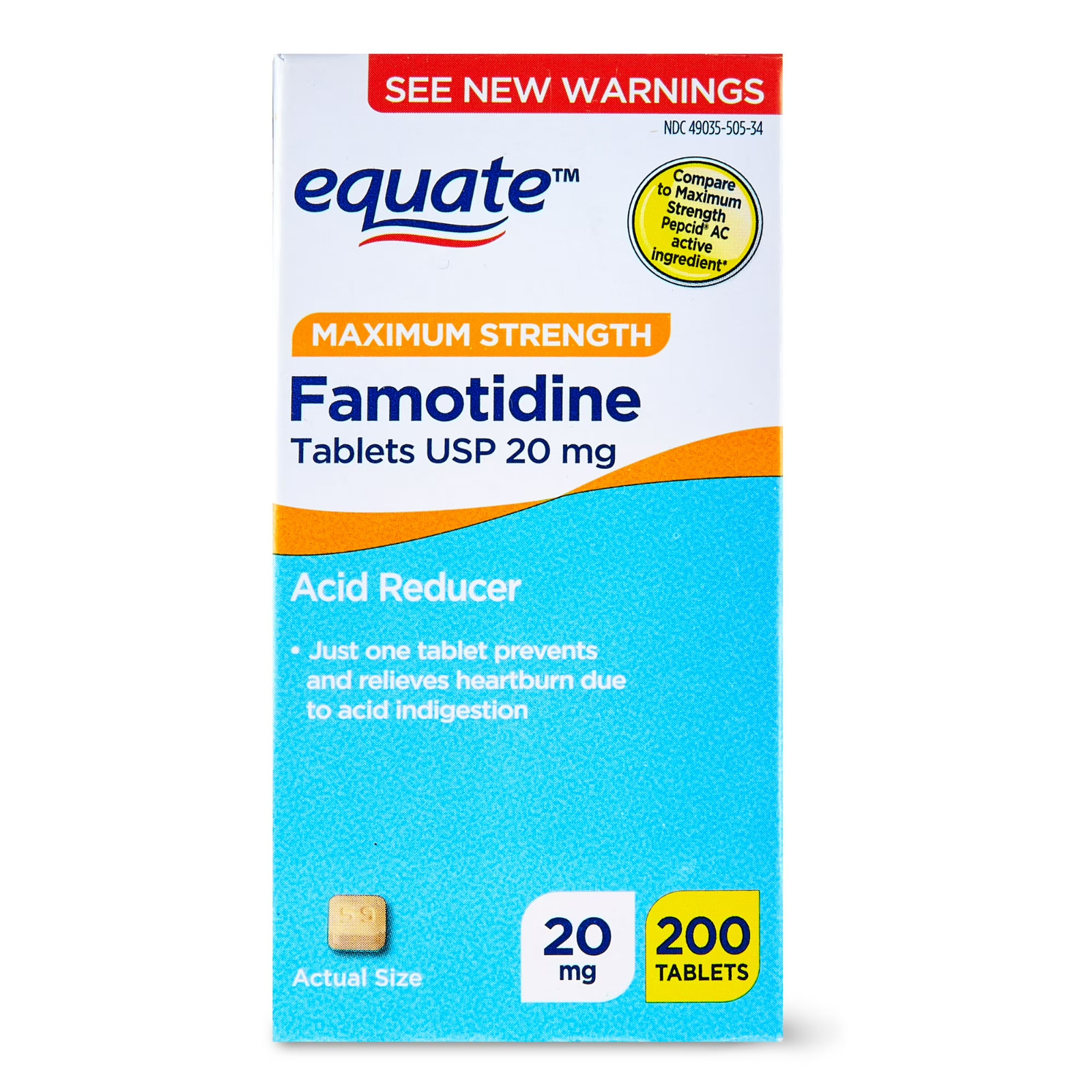 Equate Maximum Strength Famotidine 20mg Tablets, 200 Count
