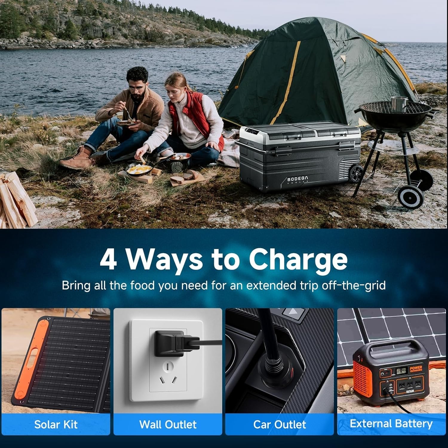 100 Quart Dual Zone Portable Fridge/Freezer 12/24 V & 100-240 V for Camp, RV