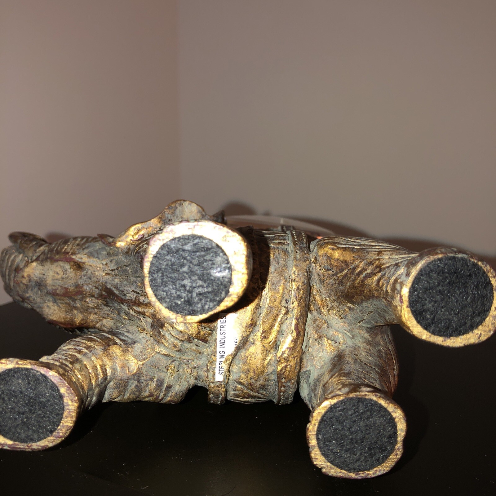 Bronze Style Resin Elephant Riding Monkey Mantle Quartz (Clock not working) 6"