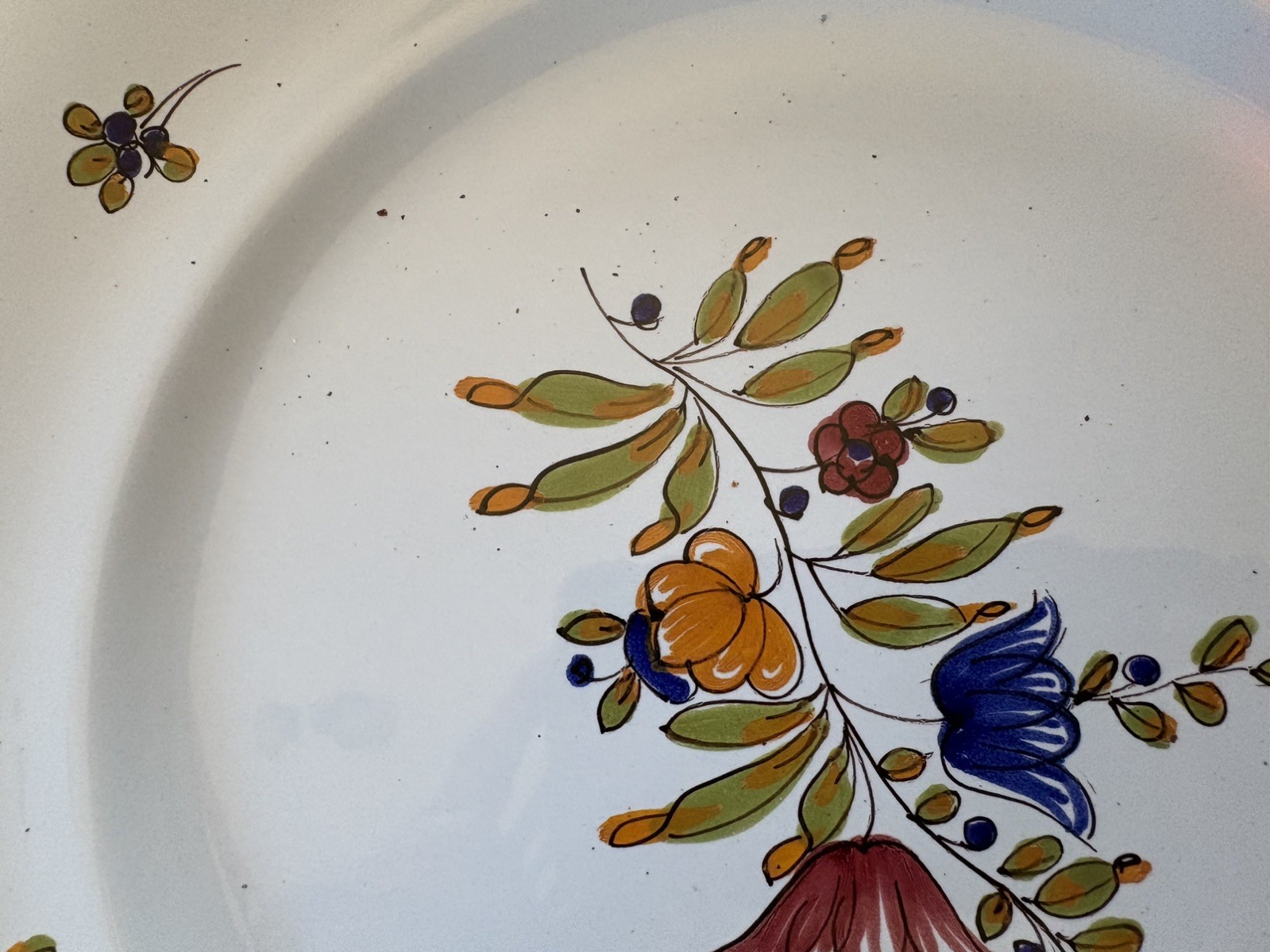 Set of 6 P.V. Italy Light Blue Floral Dinner Plates Hand Painted - 10.3"