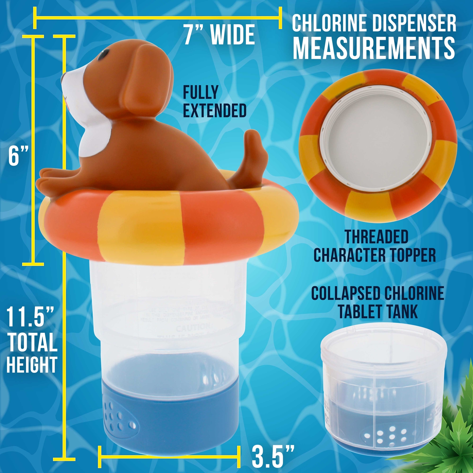 U.S. Pool Supply Puppy Dog Floating Pool Dispenser, Holds 3" Tablets