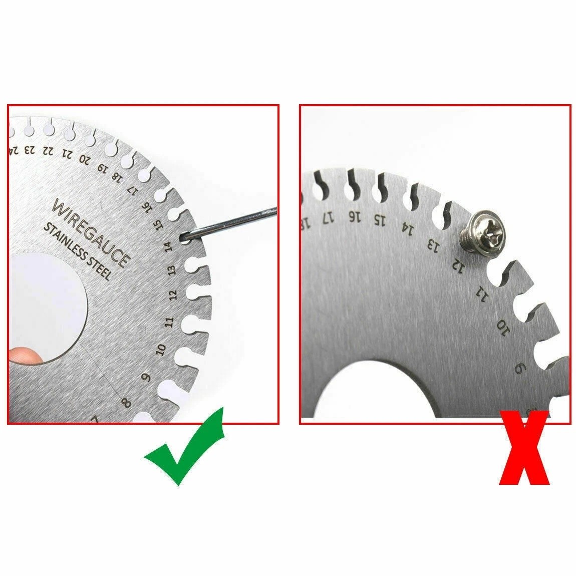 2PCS Sheet Metal Gauge Thickness Gage Wire Gauge Measuring Tool Stainless Steel