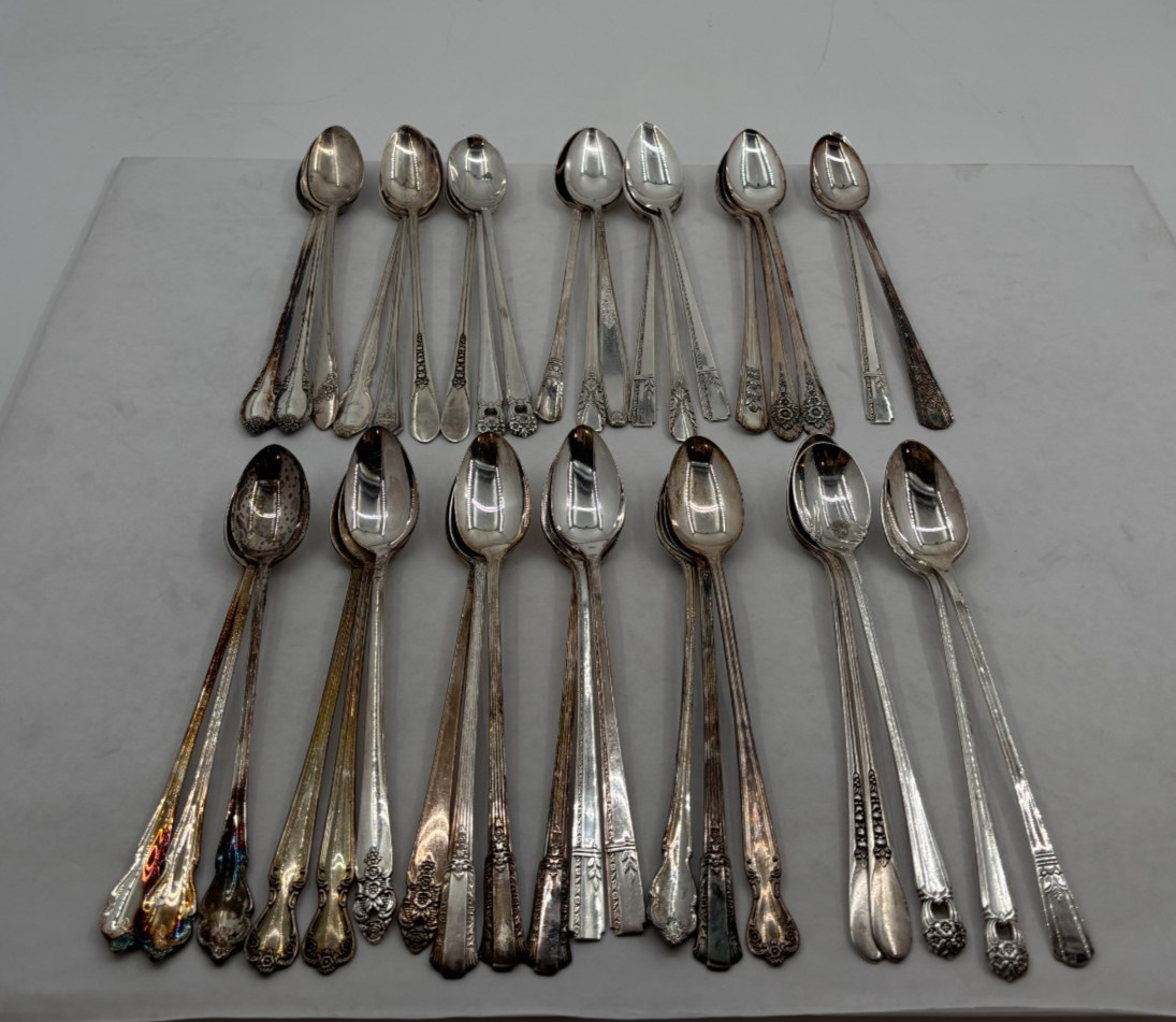 Lot of 40 Assorted Silverplate Iced Tea Spoons - Lot#392