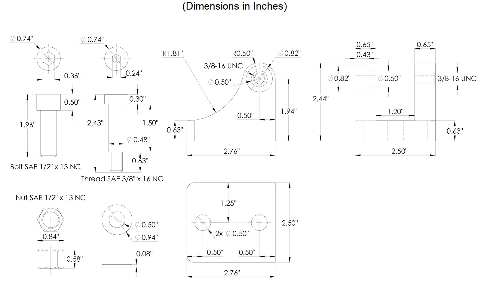 Mounting Bracket for Heavy Duty Linear Actuators (1 pcs)