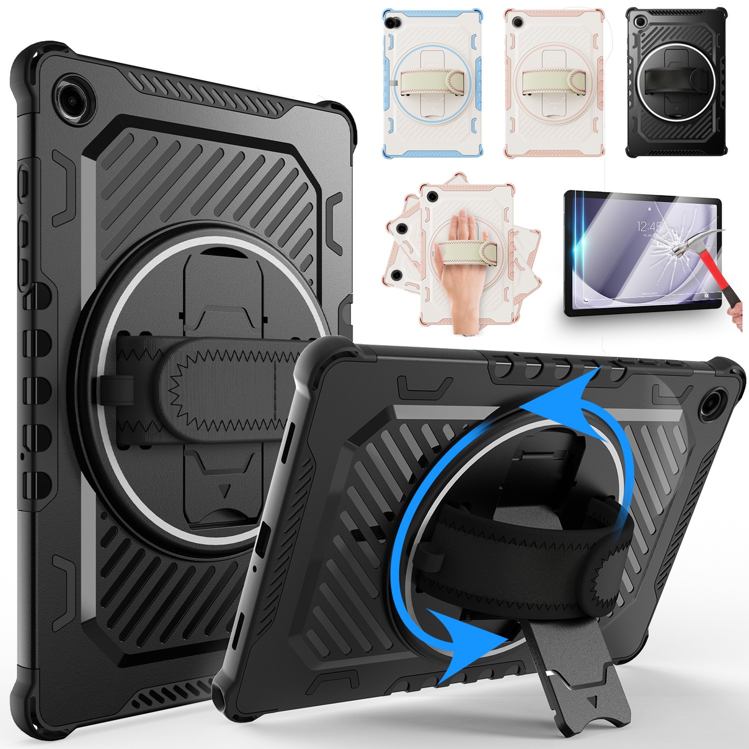 For Samsung Galaxy Tab A11+  360° Rotatable Tablet Case Cover / Screen Protector