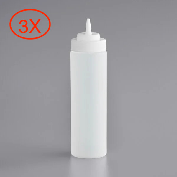 CLEAR WIDE MOUTH SQUEEZE BOTTLES 24 oz. 3 OR 6 PACK ketchup, barbecue, vinegar