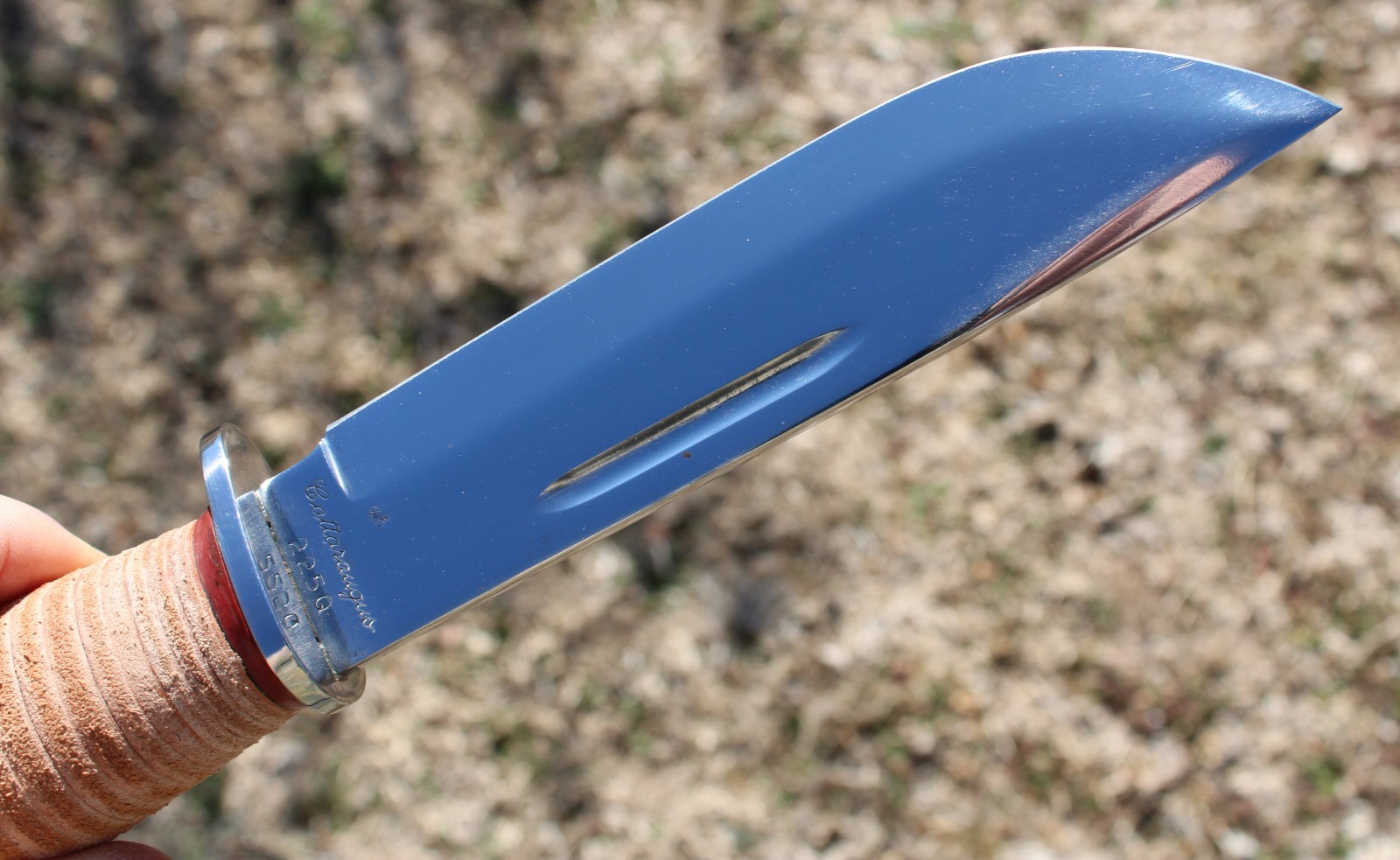 BGCK&T Custom Cattaraugus 225-Q Knife With New Leather Handle Sheath Full Blade