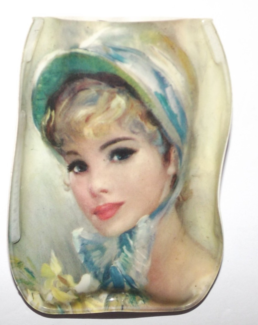 Vintage Rain Bonnet In Pouch Lady In Blue Bonnet By John Strevens