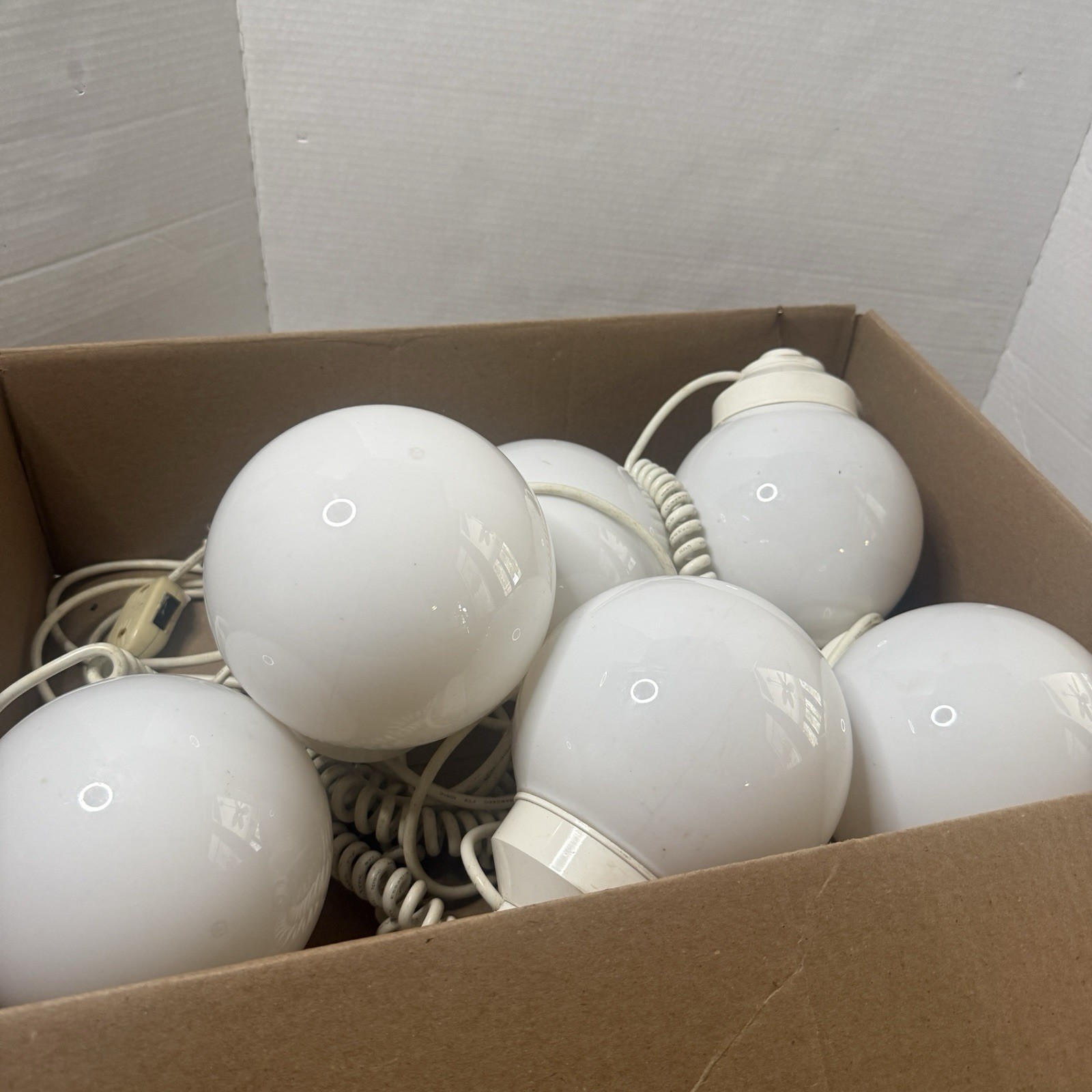 8 Globe Light Set Soft White 6” Globes Cord 30 ft Outdoor String Lights Tent