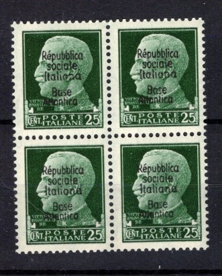 Base Atlantica 1944 - 25 Centesimi - Quartina New MNH