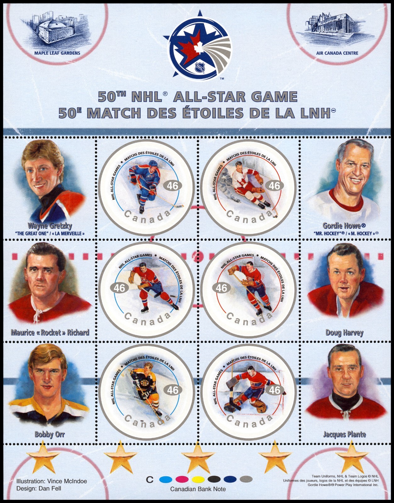 Canada Stamps Souvenir Sheet of 6, NHL All Stars - 1, #1838 MNH