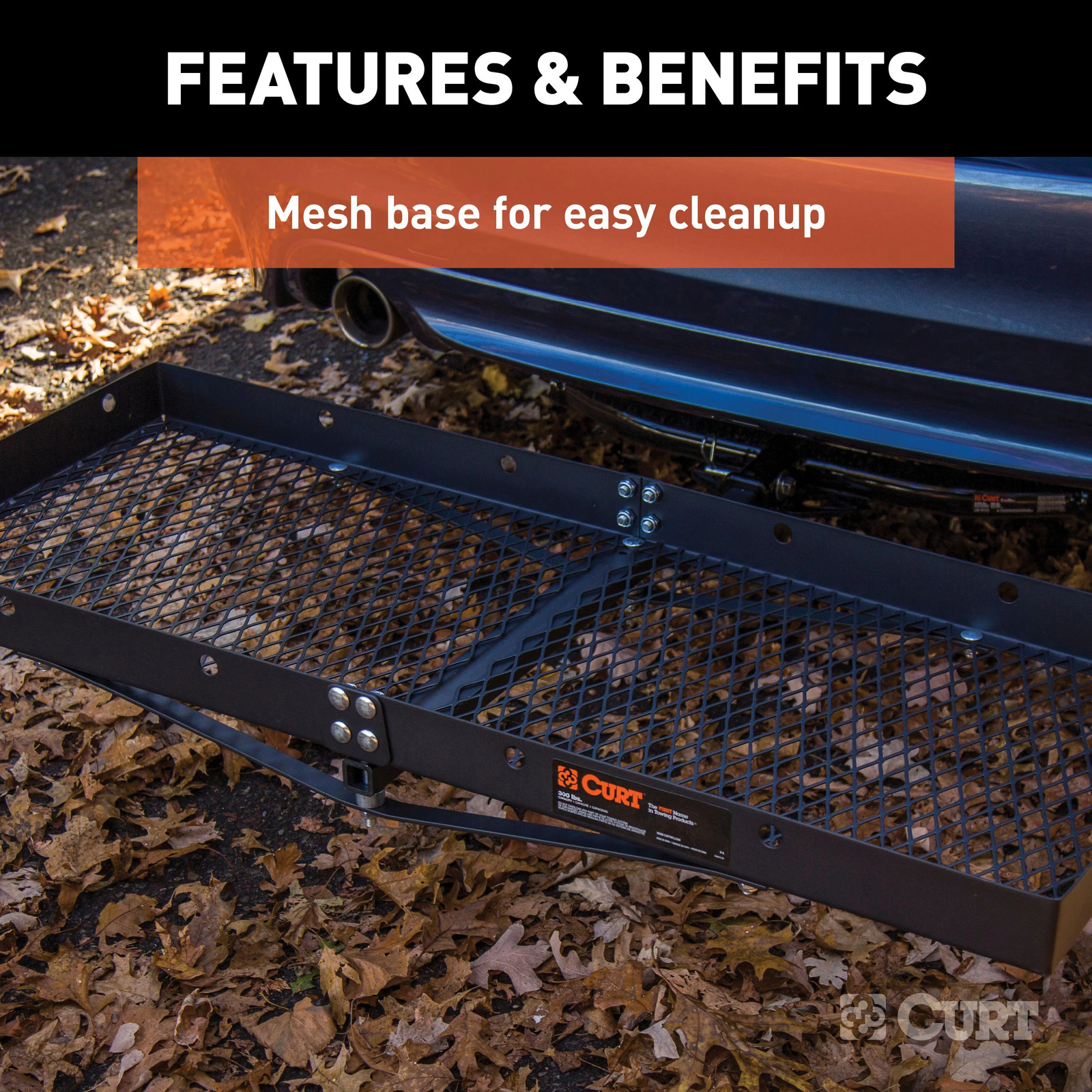 Trailer Hitch + Cargo Carrier Tray Fixed 300lbs CURT Class 3 2in Receiver #13177