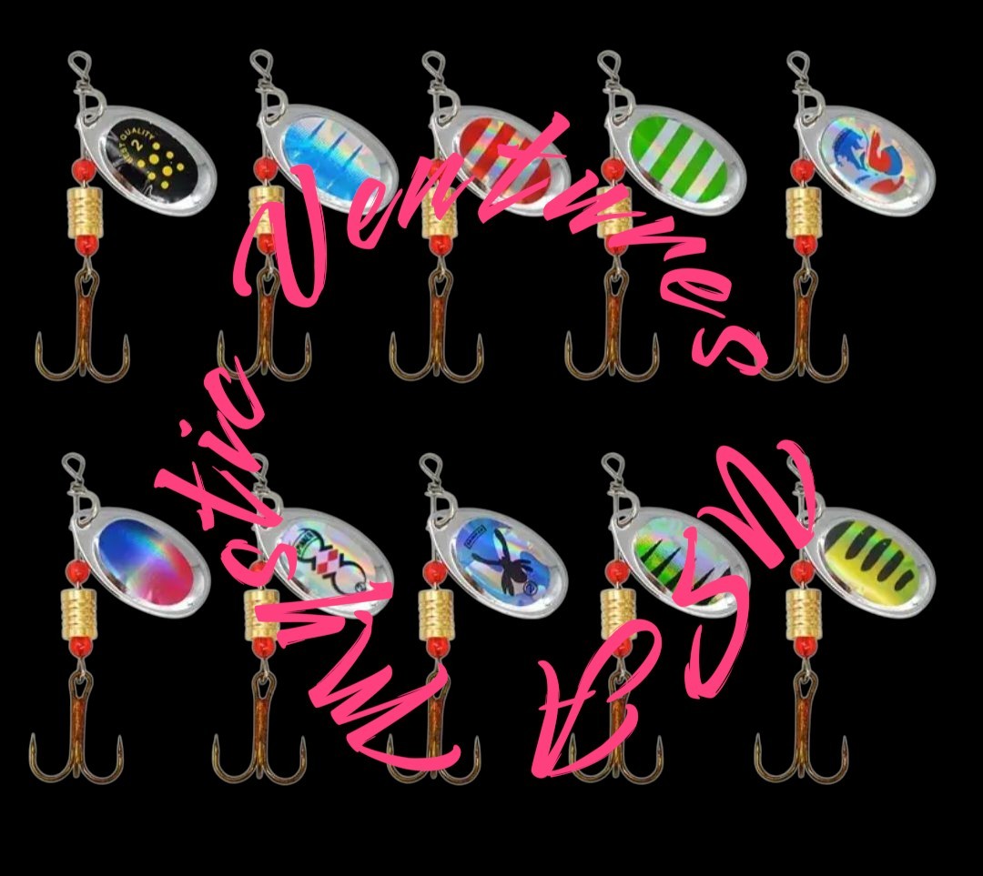 10 Piece Spinner Baits Fishing Lures Lot with Tackle Box Assorted Crappie Bass