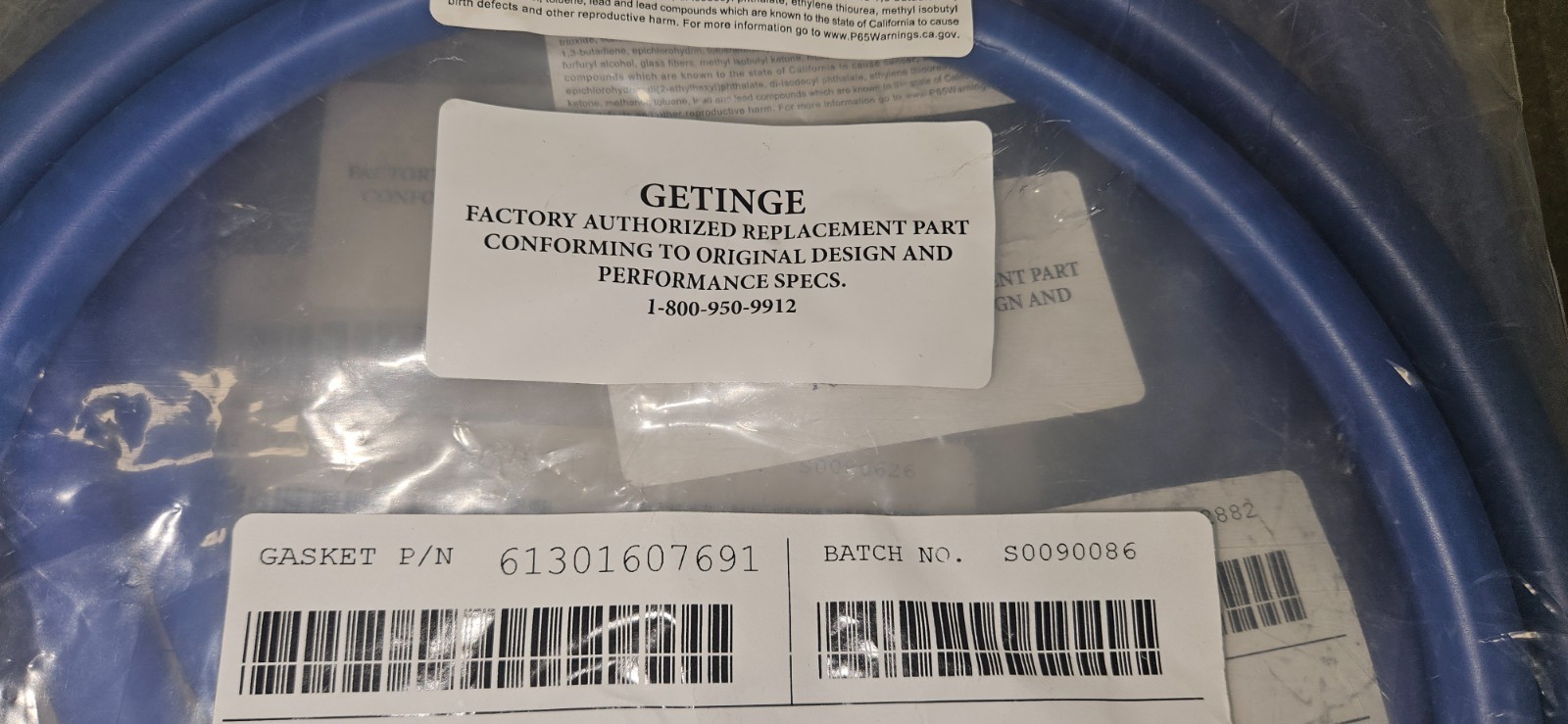 Getinge OEM Sterilizer door gasket 400 series 433 door gasket NEW 61301607691