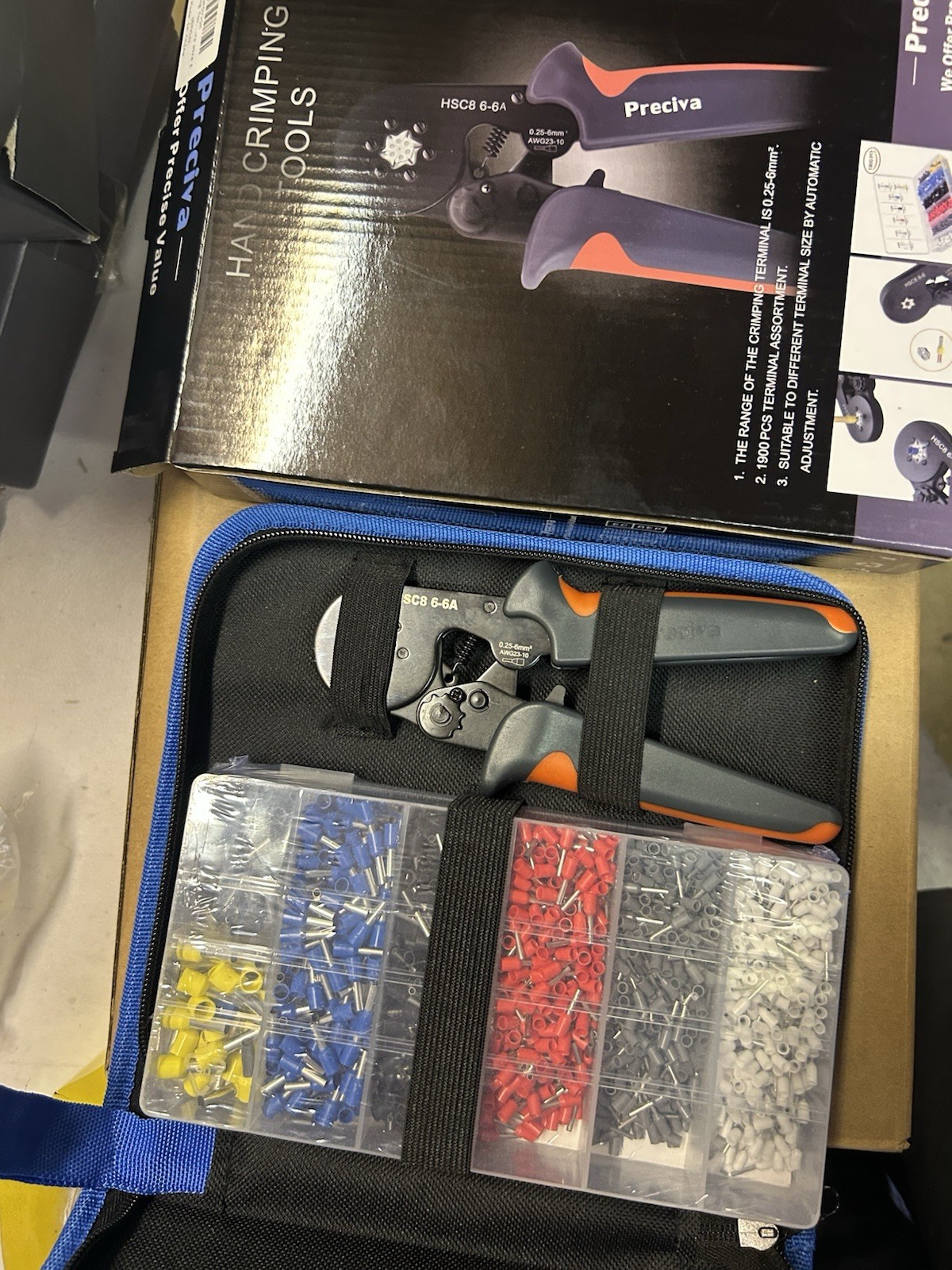 Preciva Ferrule Crimping Tool Kit with 1900PCS Wire Connectors, Hexagonal AWG23-