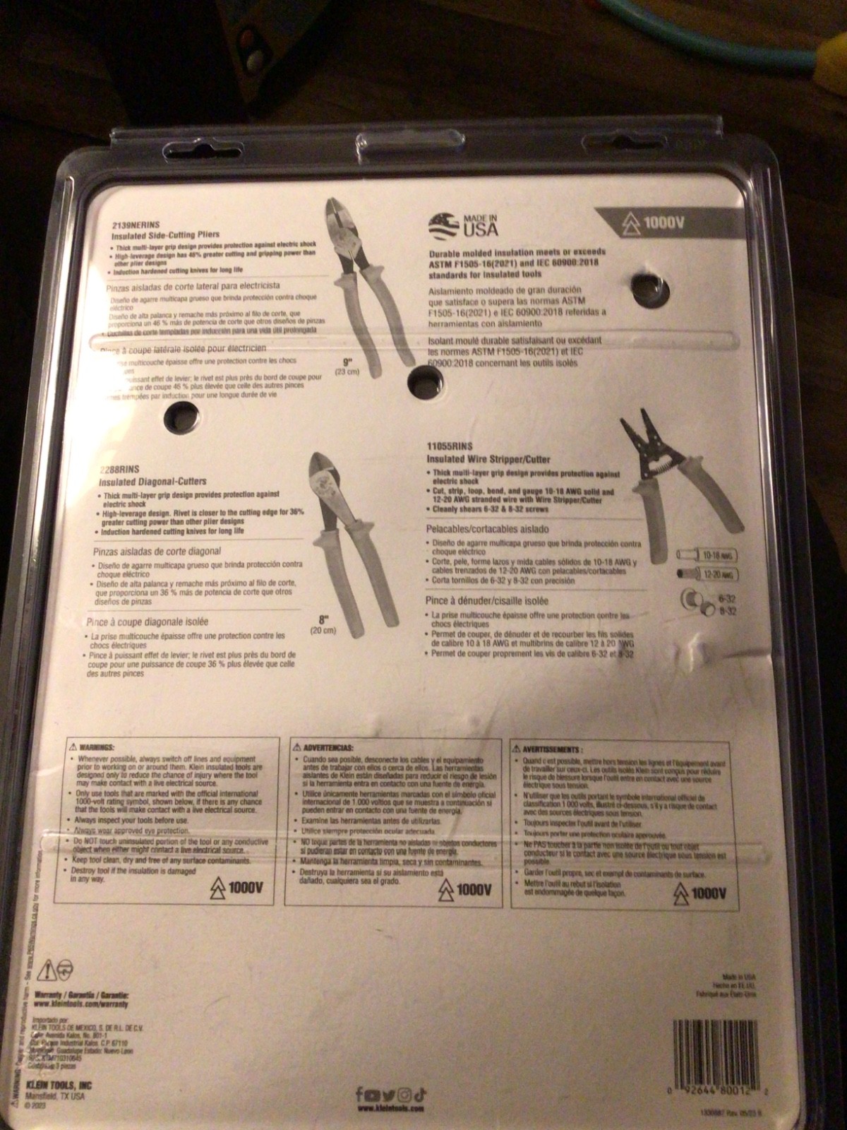 New Factory Sealed Klein Tools 9416R 1000V Insulated Tool Kit 3-Piece