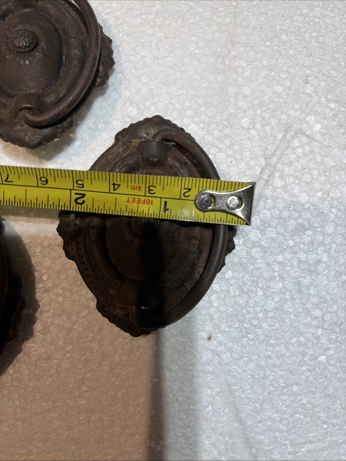 7 Vintage Metal Drop Pulls From Old Desk Ornate (storage4)