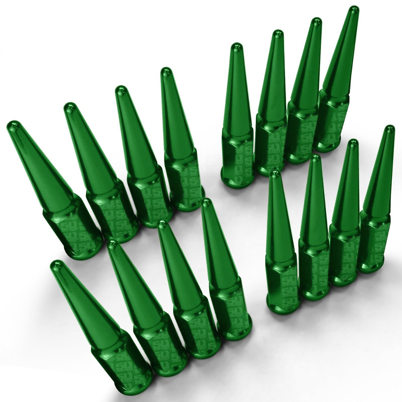 Green Long Steel Spike Lug Nuts 10x1.25 ATV Can-Am Yamaha Honda Suzuki Kawasaki