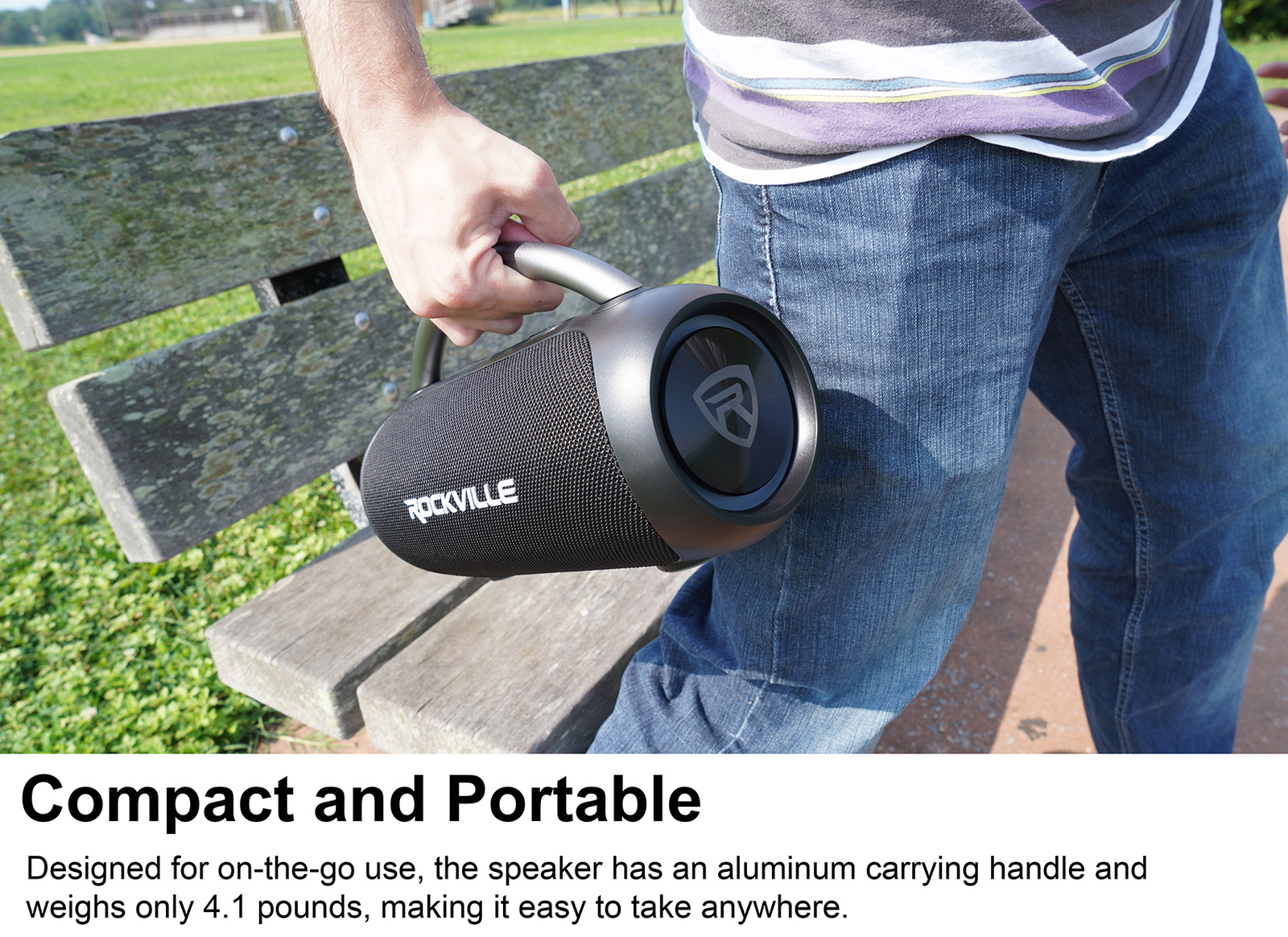 Rockville RPB-D3 Loud Water Resistant Portable Bluetooth Speaker Party Boombox