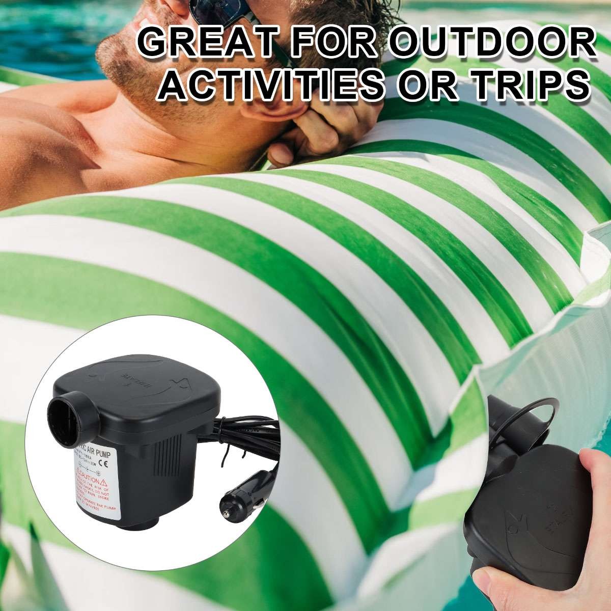 Electric Portable Air Pump For Inflatable Air Mattress Raft Bed Boat Pool Toy US