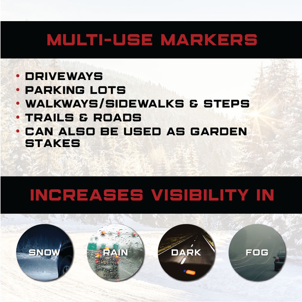 (Pack of 15) 5/16" Orange Snow Poles with Reflector, Heavy Duty Fiberglass Rod