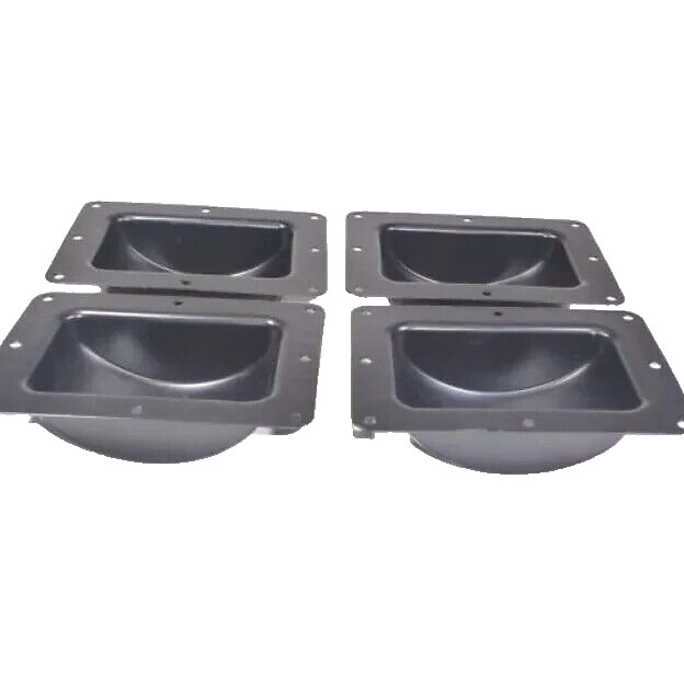 Four (4) Recessed Black Castor Dish 6" x 4" to Fit 3" or 4" Wheels For ATA Cases