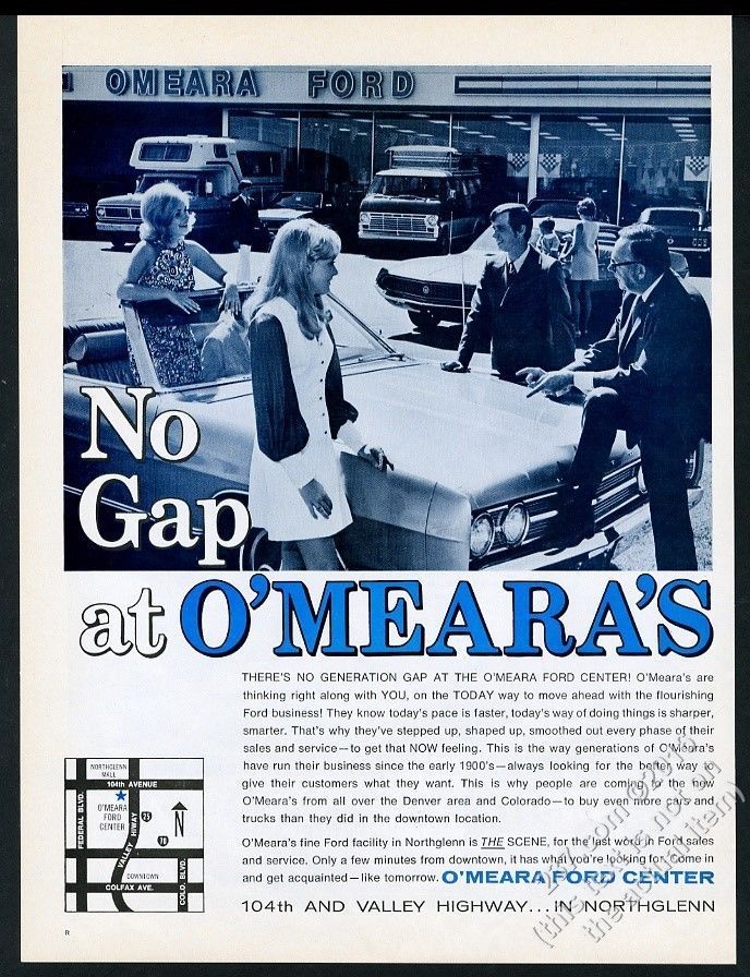1969 Denver dealer O'Meara Ford convertible car photo vintage print ad