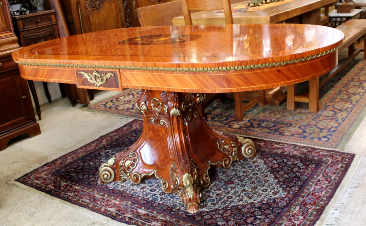 Italian Antique Princes Katia Style Inlaid Rosewood Dining Table