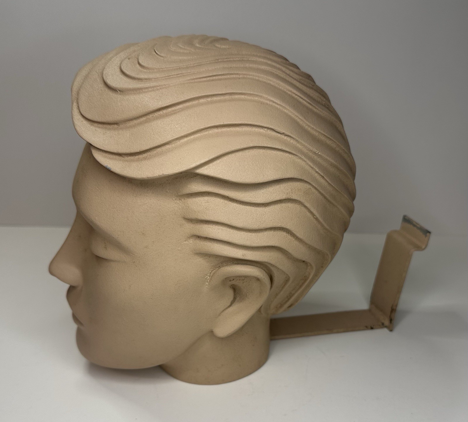 Mannequin Head Male Hard Plastic Metal Bracket Vintage Store Display