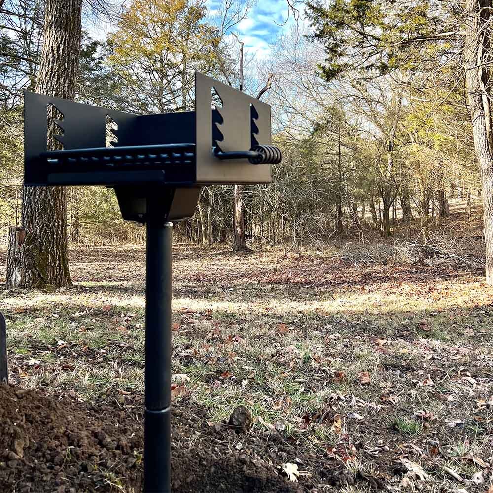 Ash & Ember Park Style Charcoal Grill, 256 Sq. In Single Post Outdoor Grill