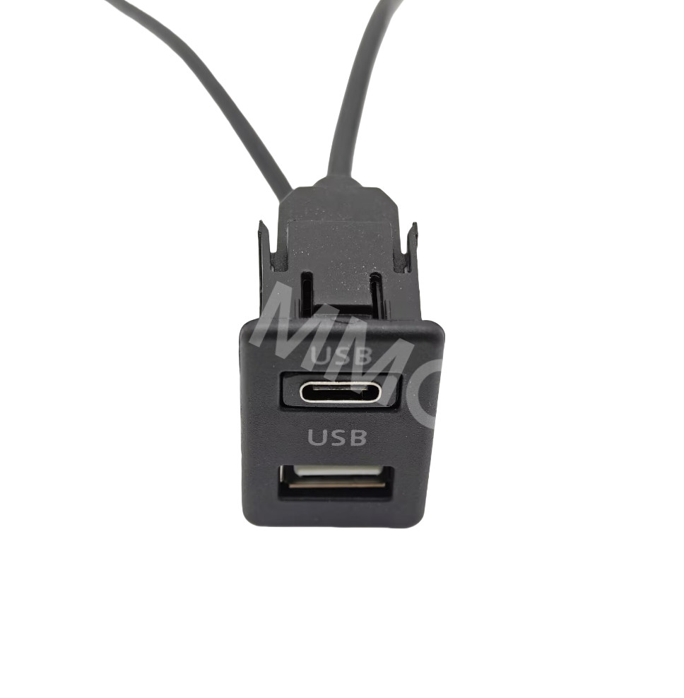 145cm Car Dash Panel Mount Interface Extension Cable Adapter 2 USB Port Socket