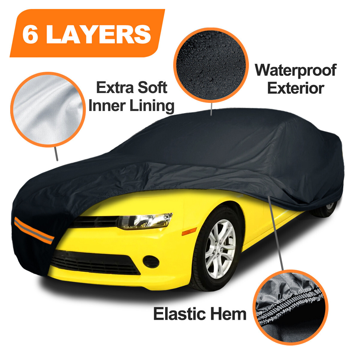 6 Layer Waterproof Car Cover Outdoor Indoor For 2010-2023 Chevy Camaro LT LS SS
