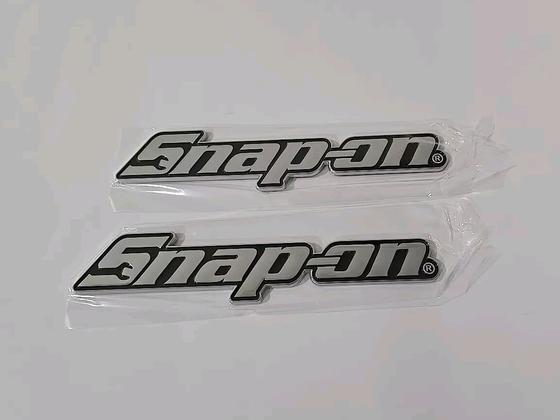 2PK SNAP ON TOOL BOX LOGO EMBLEM Chrome Plastic Badge Decal 8"+2 RED Pry bar !!!