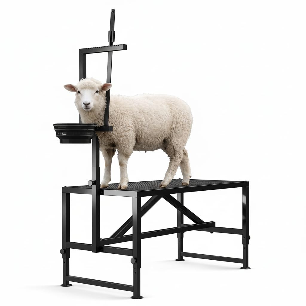 Metal Goat Milking & Shearing Stand | 47", 600LB Capacity, Adjustable Legs